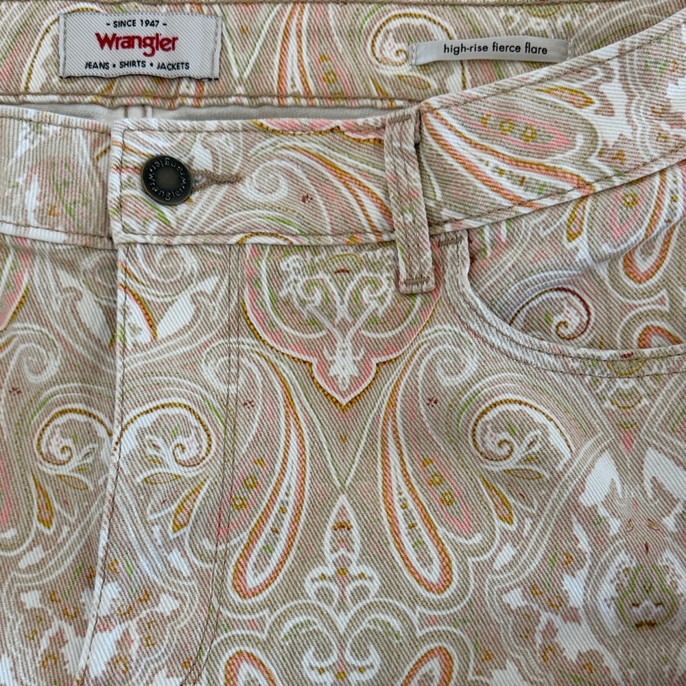 Wrangler Paisley Cream High rise Fierce Flare Women's Jeans - Picture 2 of 4